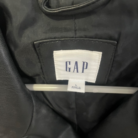 Leather Jacket ~ GAP ~ Faux Leather ~ Large ~  Chic 🍁🍂🧡 - Picture 5 of 10